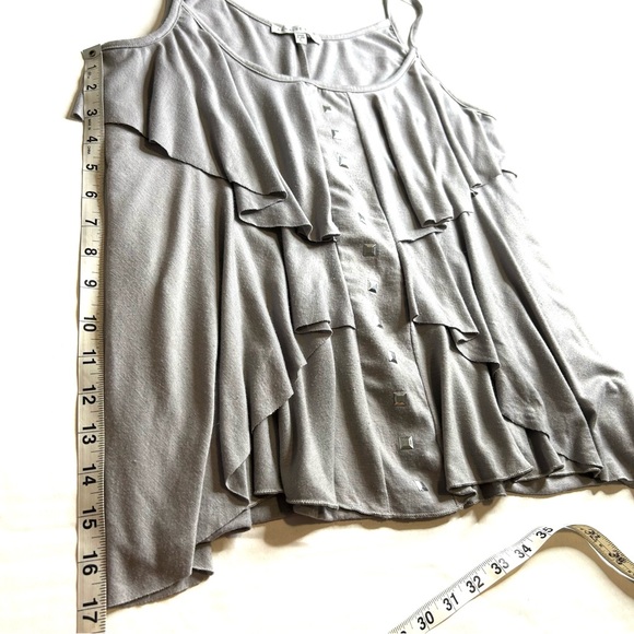 Annalee + Hope Ruffled Spaghetti Strap Gray Large Top - Picture 7 of 8